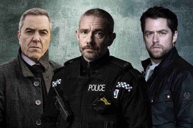 <p>James Nesbitt, Martin Freeman and Richard Rankin as telly’s complex coppers </p>
